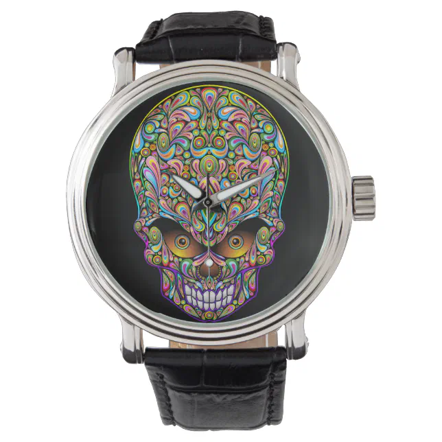 Skull Decorative Psychedelic Art Design Watch | Zazzle