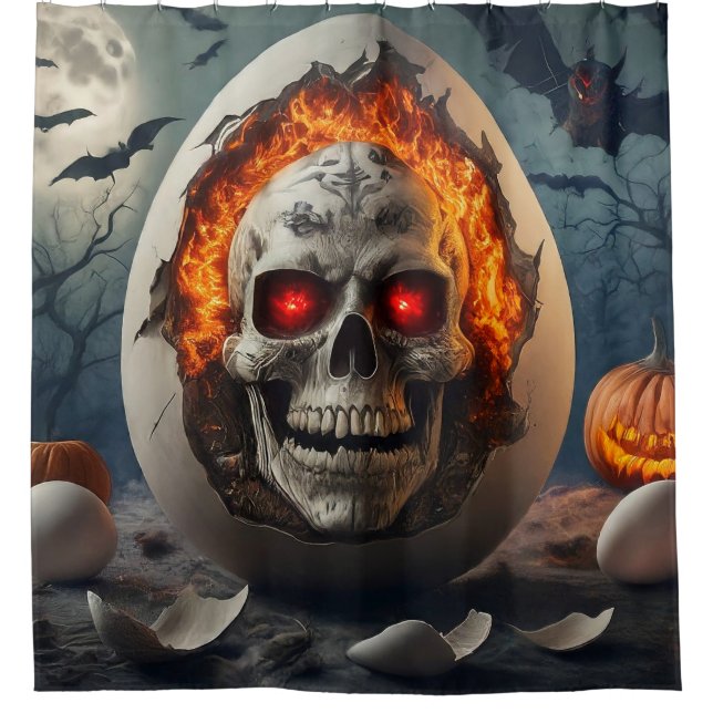 Skull Design Shower Curtain (Front)