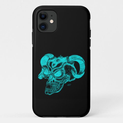Skull Devil head Black and Green Design iPhone 11 Case
