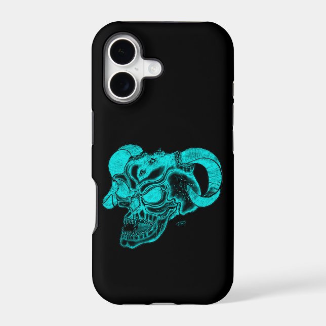 Skull Devil head Black and Green Design Iphone Case (Back)