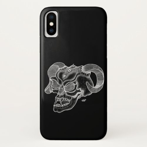 Skull Devil head Black and white Design iPhone X Case