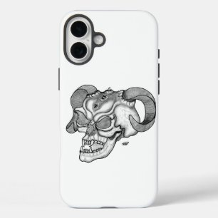 Skull Devil head Black and white Design iPhone 16 Plus Case