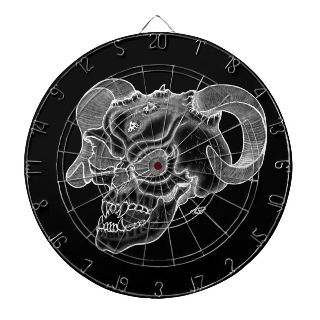 Skull Devil head Black and white Design Dart Board (Front)