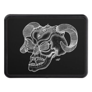 Skull Devil Head Black and White Design Hitch Cover