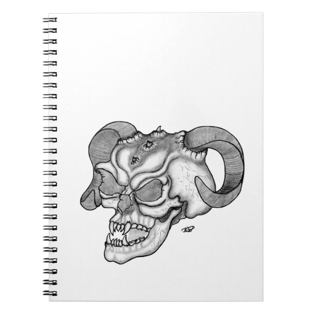 Skull Devil head Black and white Design Notebook (Front)