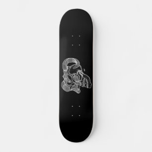 Skull Devil Head Black and White Design Skateboard Deck
