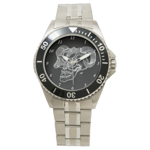 Skull Devil Head Black and White Design Watch