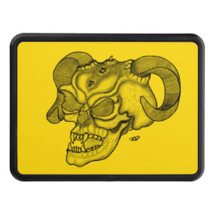 Skull Devil Head Black and Yellow Design Hitch Cover