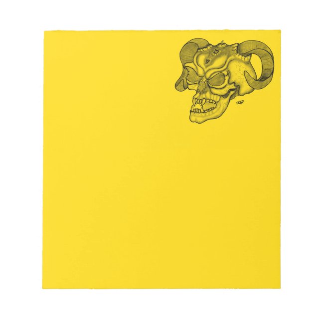 Skull Devil head Black and Yellow Design Notepad (Front)