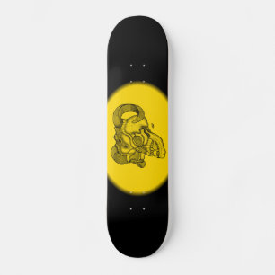 Skull Devil Head Black and Yellow Design Skateboard Deck