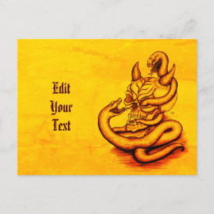 Skull - Devil Head with Snake Announcement Postcard