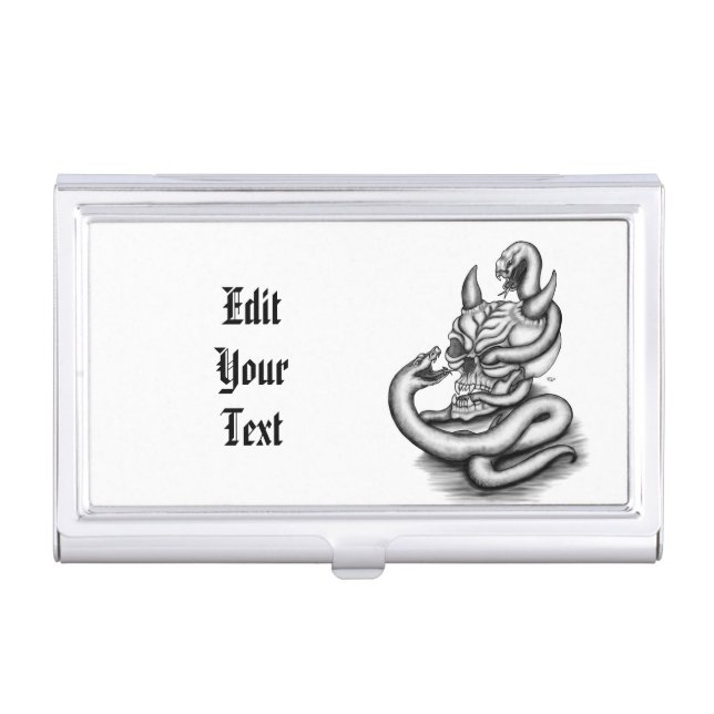 Skull - Devil Head with Snake Business Card Case (Front)