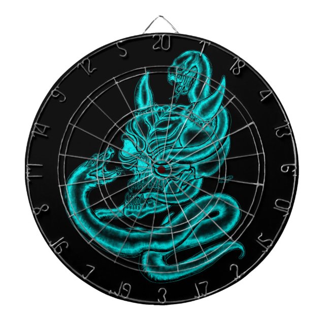 Skull - Devil Head with Snake Dartboard (Front)