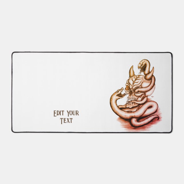 Skull - Devil Head with Snake Desk Mat (Front)