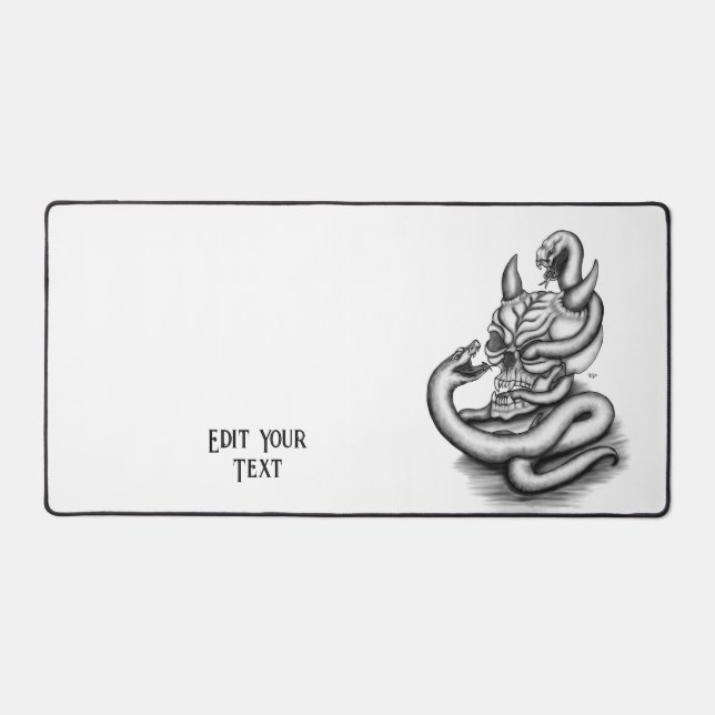 Skull - Devil Head with Snake Desk Mat (Front)