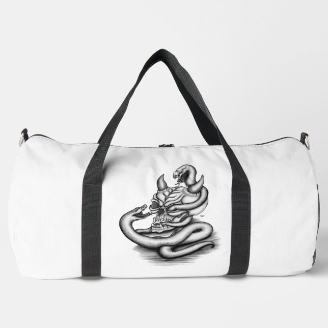 Skull - Devil Head with Snake Duffle Bag (Front)
