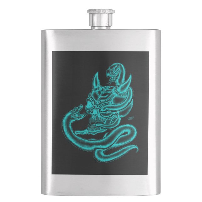 Skull - Devil Head with Snake Flask (Front)
