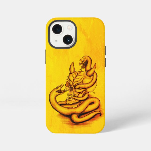 Skull - Devil Head with Snake Iphone Case (Back)