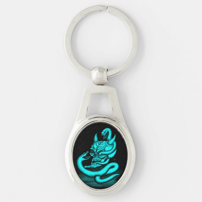 Skull - Devil Head with Snake Keychain (Front)