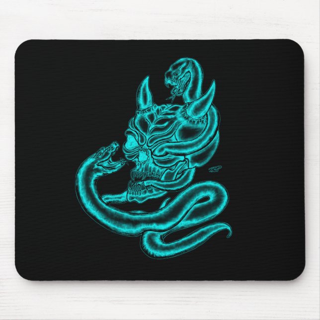 Skull - Devil Head with Snake Mouse Pad (Front)