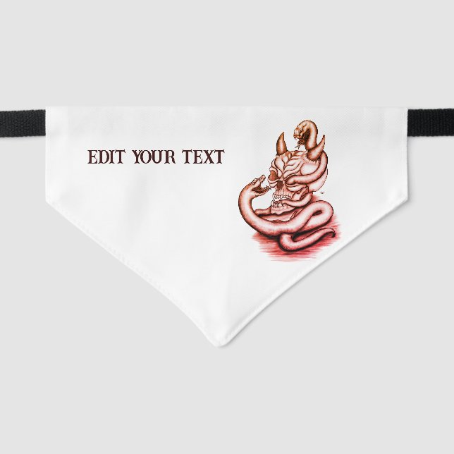 Skull - Devil Head with Snake Pet Bandana Collar (Front)