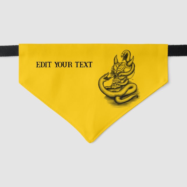 Skull - Devil Head with Snake Pet Bandana Collar (Front)