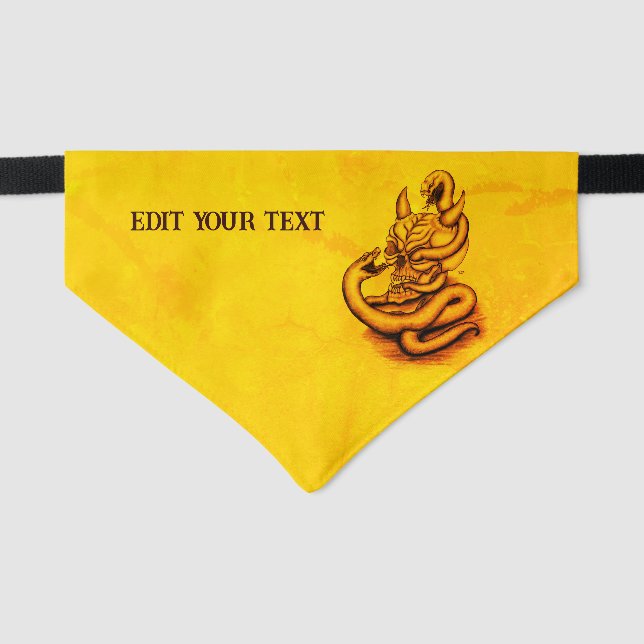 Skull - Devil Head with Snake Pet Bandana Collar (Front)