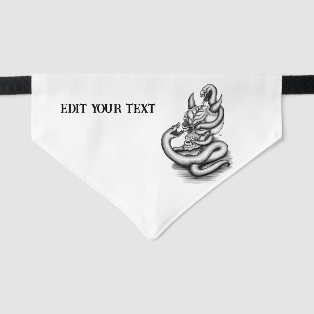 Skull - Devil Head with Snake Pet Bandana Collar (Front)