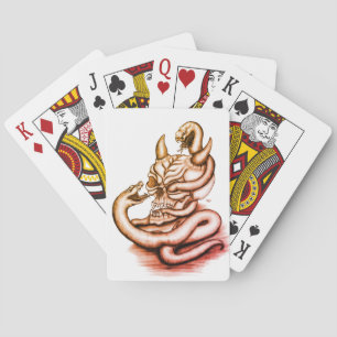 Skull - Devil Head with Snake Poker Cards