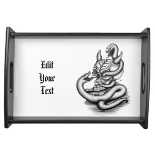 Skull - Devil Head with Snake Serving Tray