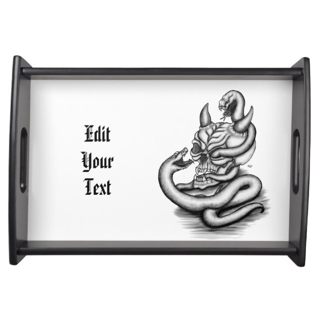 Skull - Devil Head with Snake Serving Tray (Front)