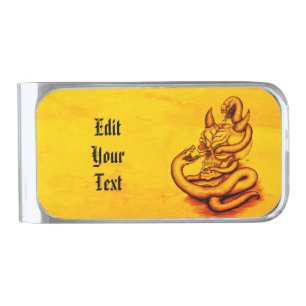 Skull - Devil Head with Snake Silver Finish Money Clip