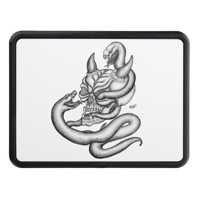 Skull - Devil Head with Snake Tow Hitch Cover (Front)