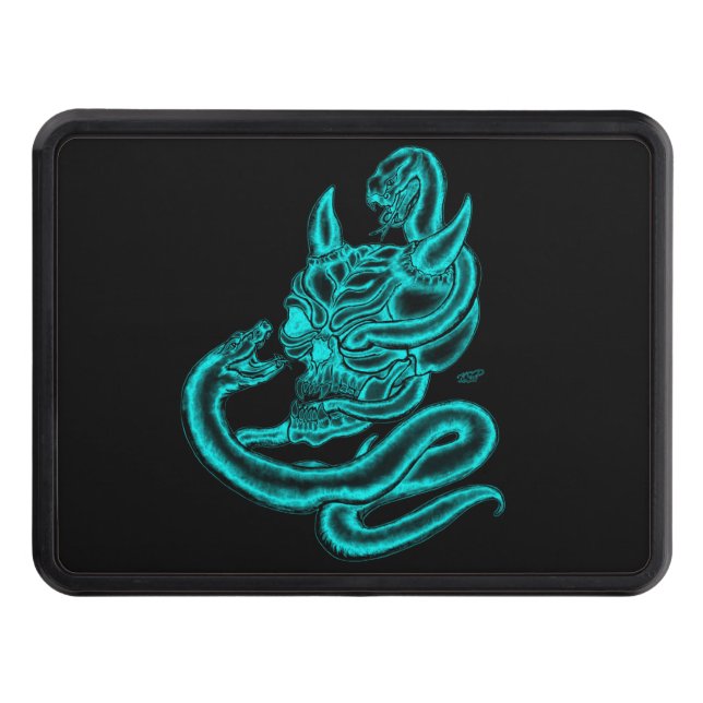 Skull - Devil Head with Snake Trailer Hitch Cover (Front)
