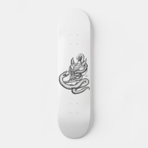 Skull - devil heads with snake skateboard deck