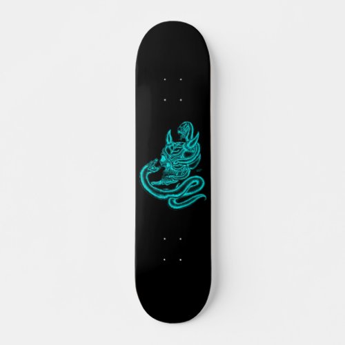 Skull _ devil heads with snake skateboard deck