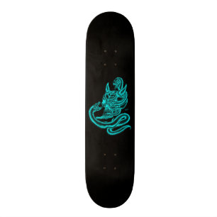 Skull - devil heads with snake skateboard deck