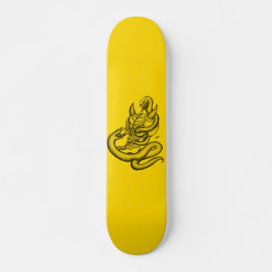 Skull - devil heads with snake skateboard deck