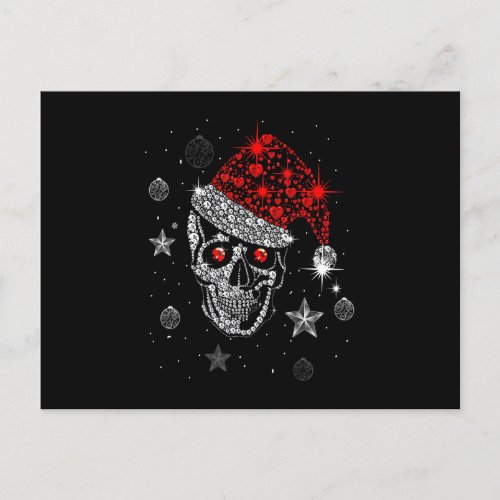 Skull Diamond Santa Hat Gifts Christmas Pajama Xma Postcard