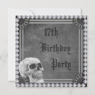 Skull & Diamonds Double Sided 17th Birthday Invitation