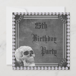Skull & Diamonds Double Sided 25th Birthday Invitation