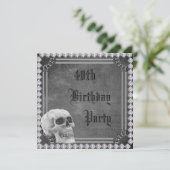 Skull & Diamonds Double Sided 40th Birthday Invitation (Standing Front)