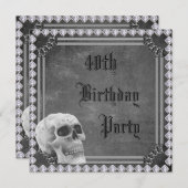 Skull & Diamonds Double Sided 40th Birthday Invitation (Front/Back)