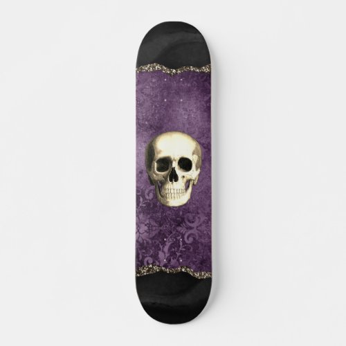 Skull Distressed Dark Moody Purple Gothic Glam   Skateboard