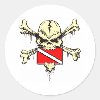 skull dive flag classic round sticker