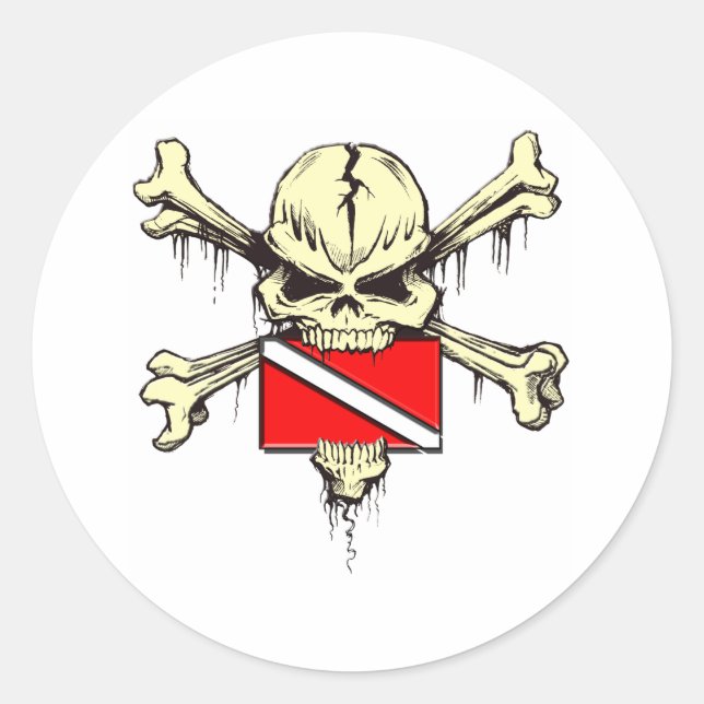 skull dive flag classic round sticker (Front)