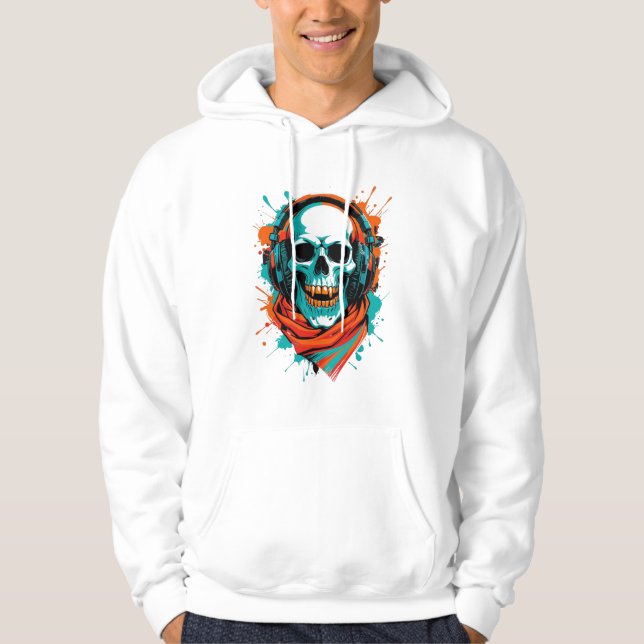 Skull DJ Headphones – Street Art Vibe Music Tee (Front)