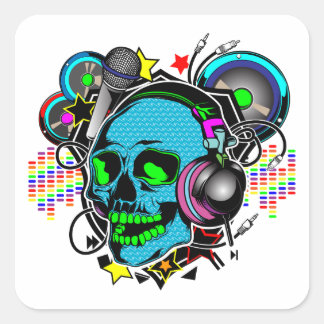 Skull DJ Square Sticker