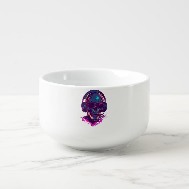 Skull DJ Vibes Soup Mug (Front)
