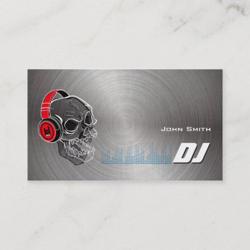 Skull DJ with Headphone Metal Business Card